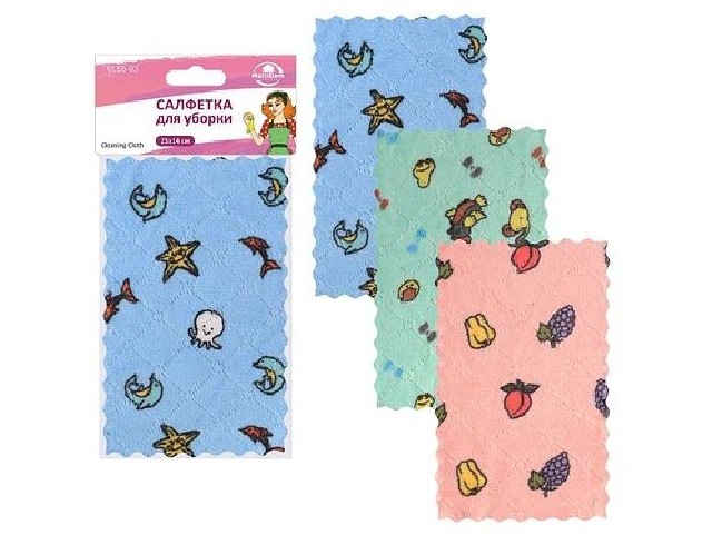 Салфетка для уборки, размер 25*14см. 3 цв. VL58-93